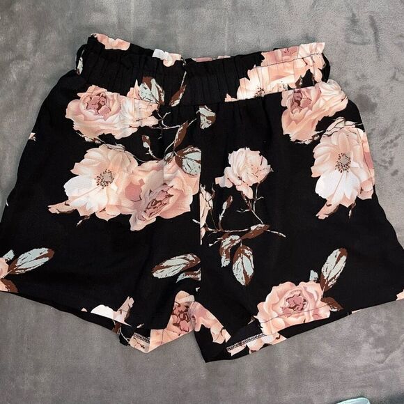 Shein Womens Medium Multicolor Floral Elastic Waistband Flowy Shorts - Picture 1 of 6